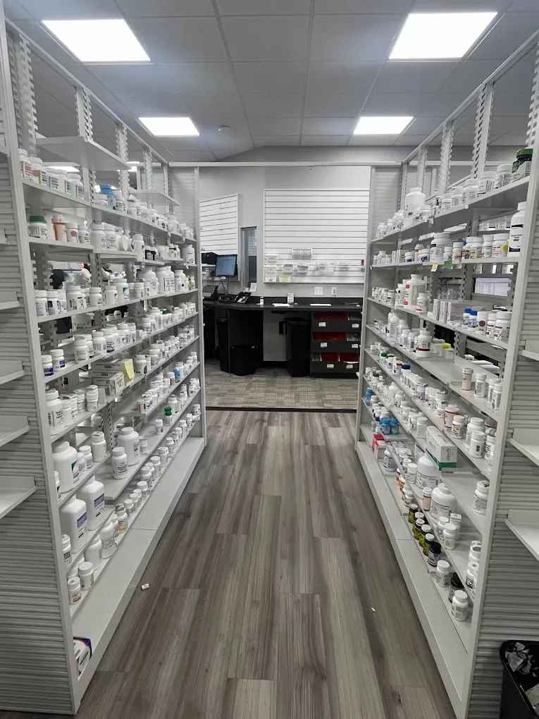 Prescription storage shelves at Cannon's Discount Pharmacy